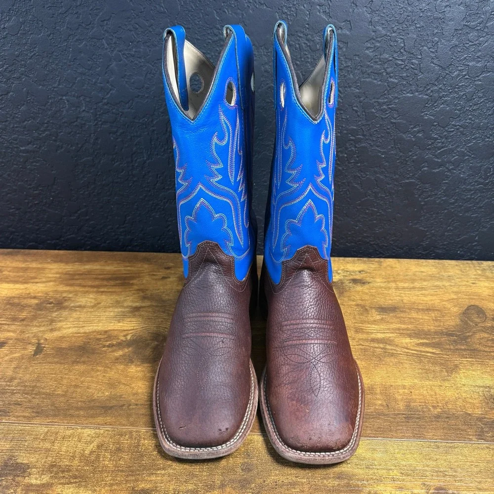Cody James BBSC1840 Blue Brown Leather Western Cowboy Boots Boys Size 6.0 D